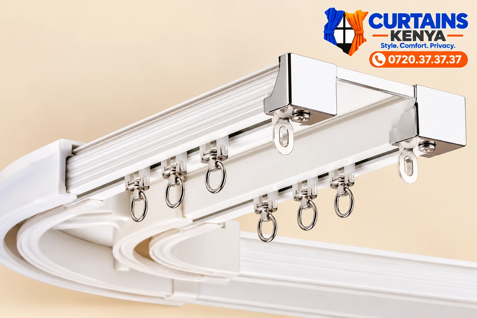 Double aluminium curtain rail
