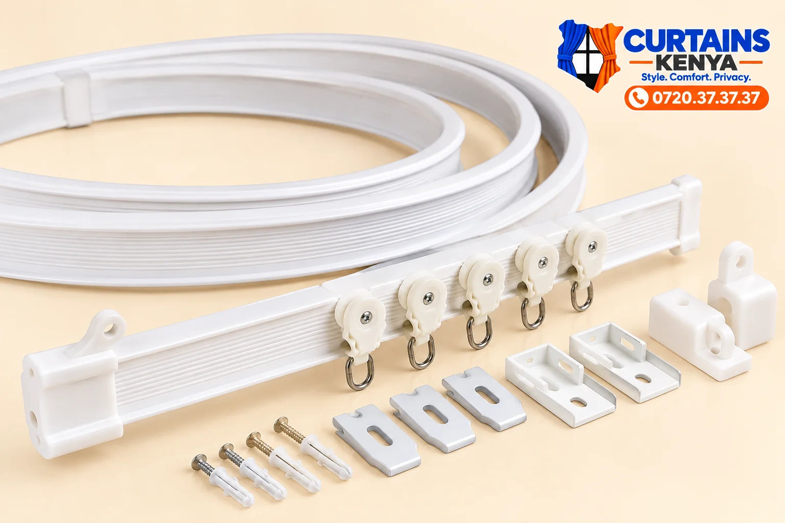 Flexible curtain track kit