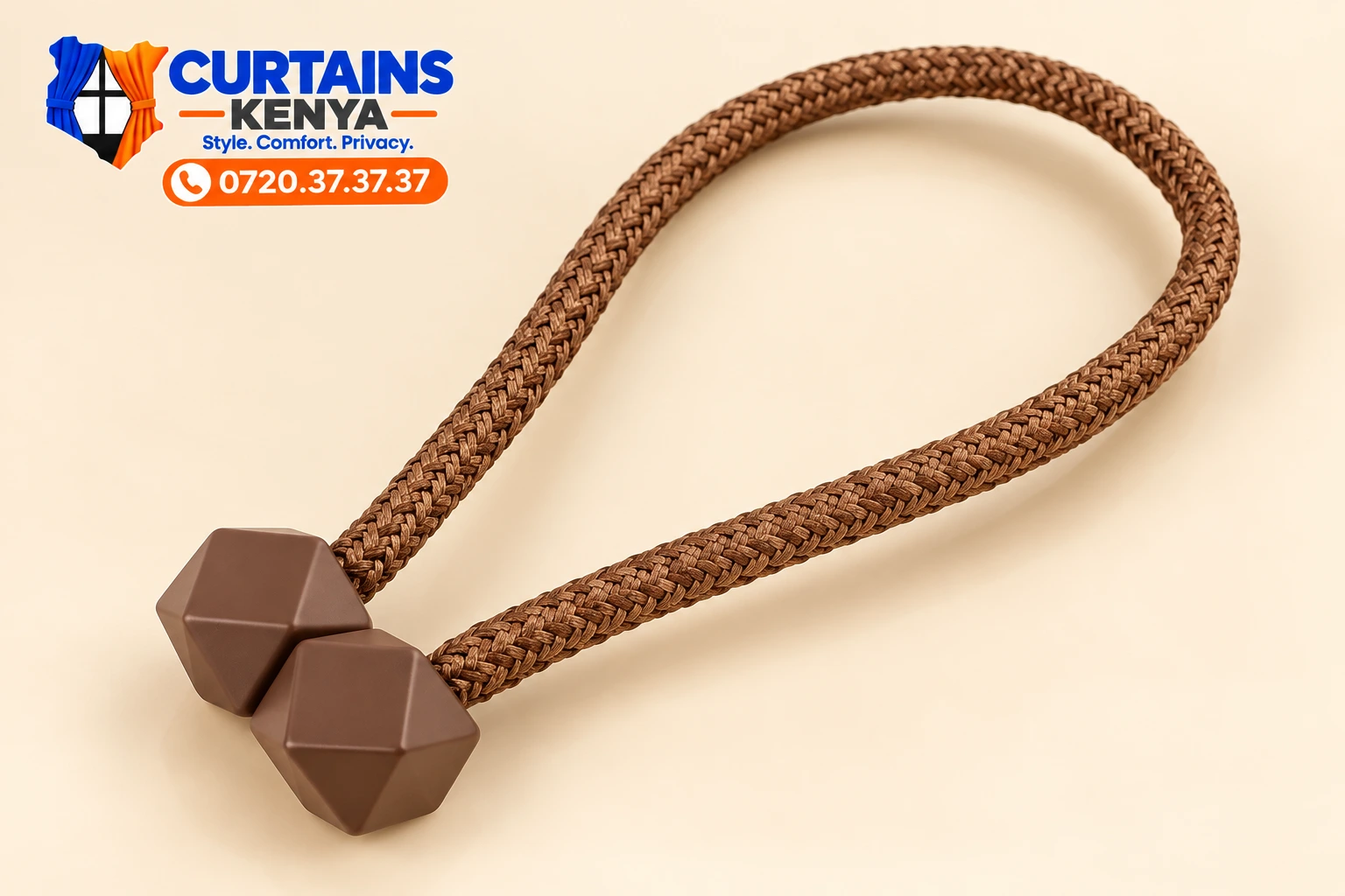 Natural-tone magnetic curtain tieback