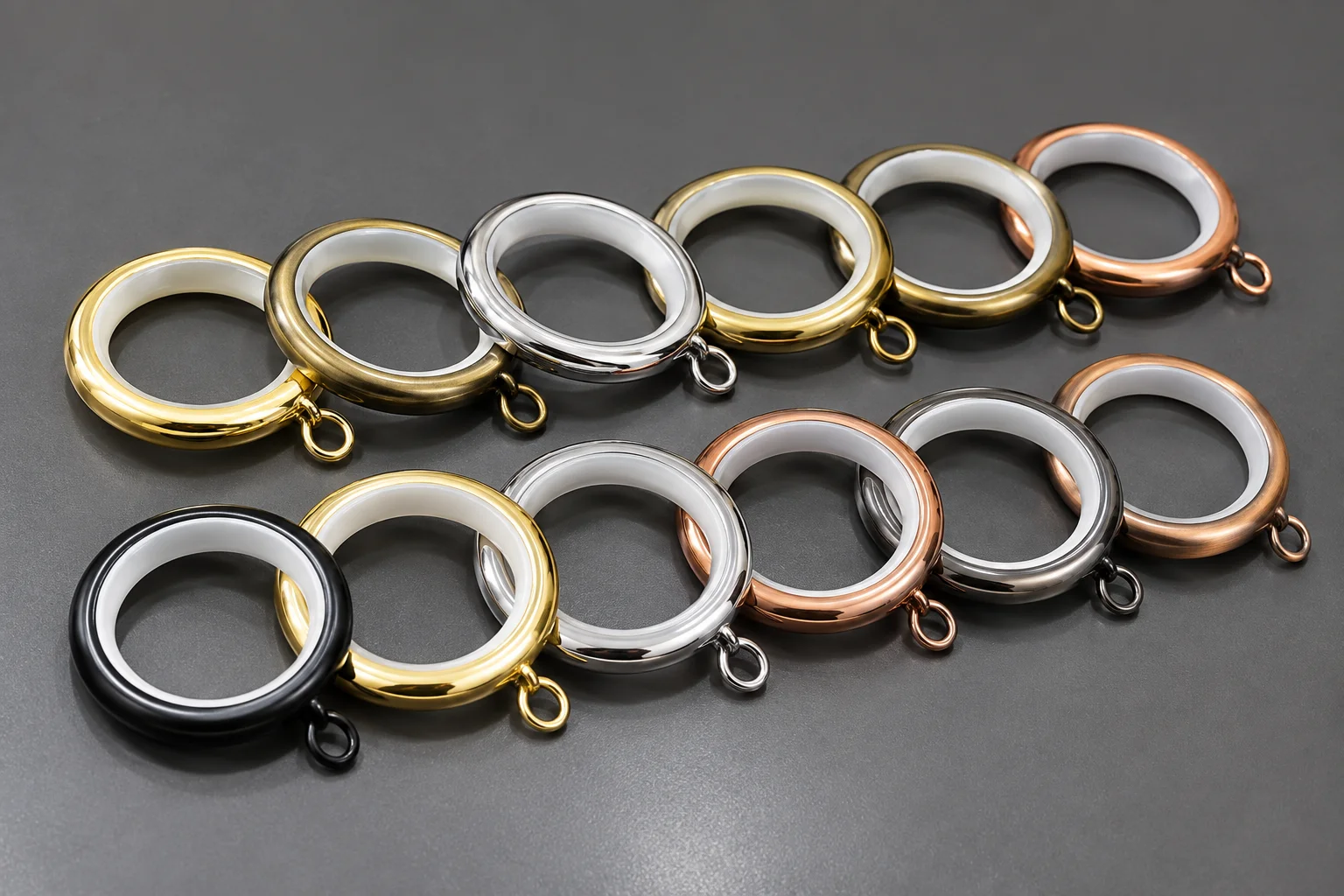 Silent curtain rod rings